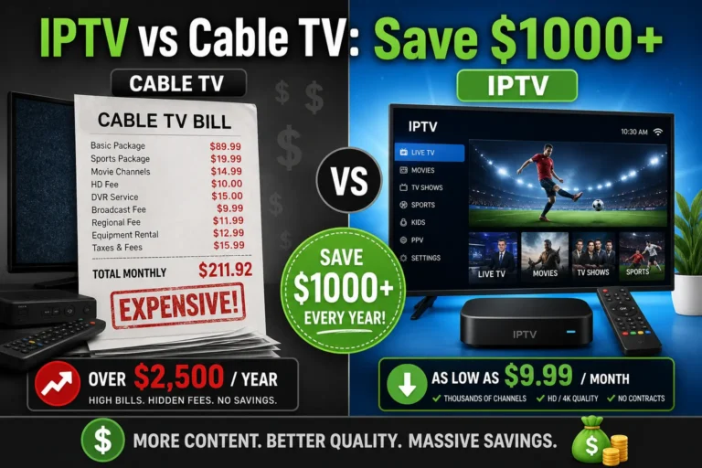 IPTV vs Cable TV: Cost Comparison 2026 (Save $1000+) 5 IPTV vs Cable TV Savings Comparison